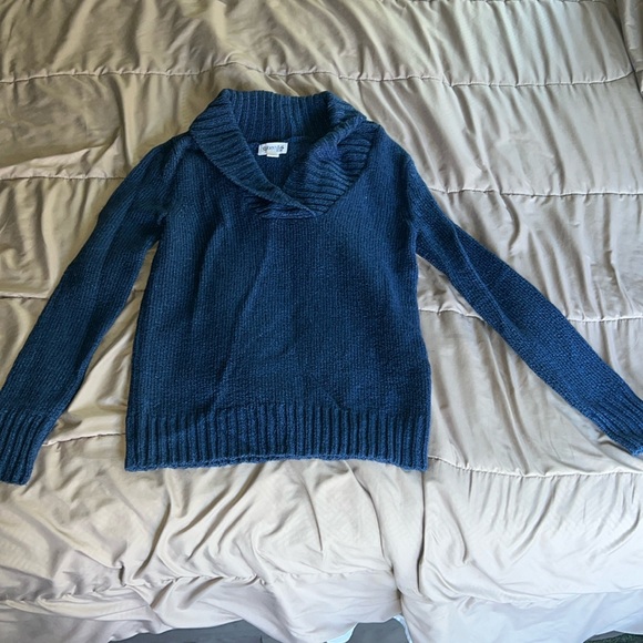 Vintage St Johns Bay Women Blue Long Sleeve Pullover Shawl Collar Size M Sweater - Picture 1 of 4